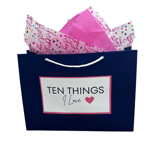 Navy Blue and Pink Gift Bag