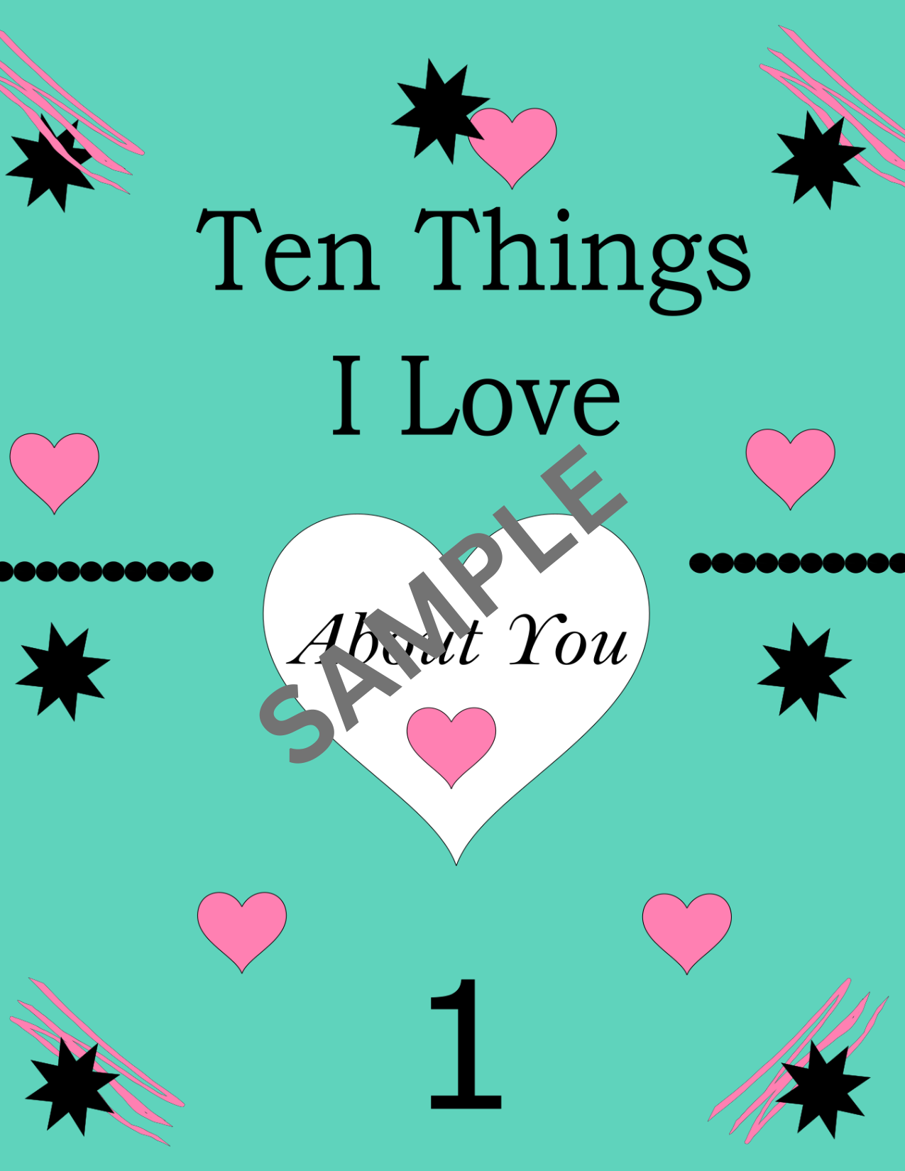 Ten Things I Love About You Printable Cards - Watermelon