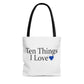 Ten Things I Love Tote Bag (Blue)